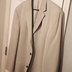 Geoffrey Beene Men Cream Color Silk Blazer Only  44R